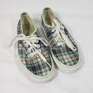 Y2K Green Black Plaid Lace Up Vans Shoes Sneakers Womens 6.5 Mens 5